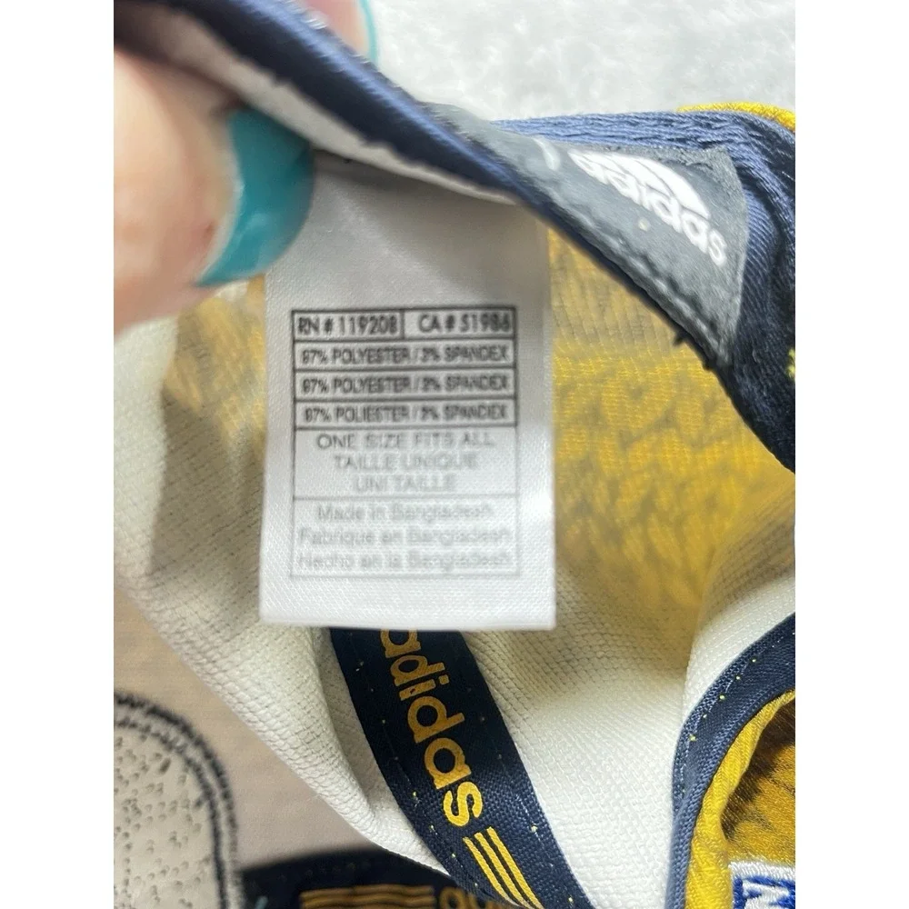 Adidas Indiana‎ Pacers NBA Snapback Hat Yellow Blue Knit Pattern Flat Brim Cap